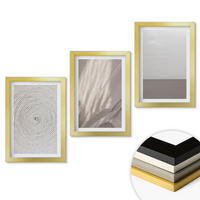 WANDBILDER 3er Set - 20x30 cm Goldrahmen - Natürliche Boho-Texturen - Goldfarben, Kunststoff (20/30cm) - ArtPrintCave