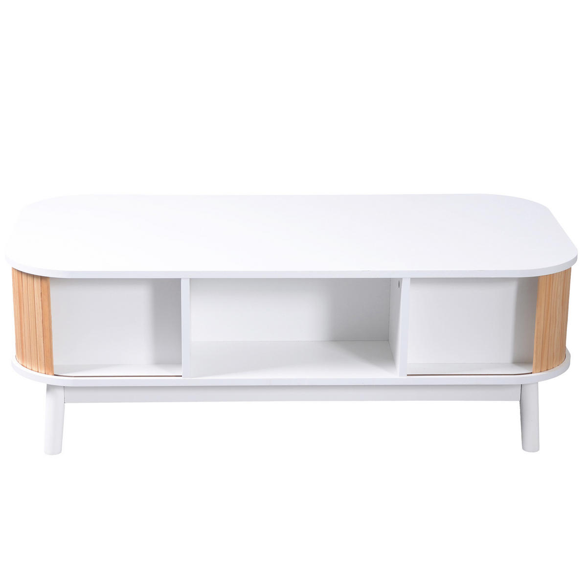 COUCHTISCH aus MDF 110x55x38,5 cm in Weiß und Holzfarbe mit Stauraum - Weiß, Holzwerkstoff (110/55/38.5cm) - Modfu