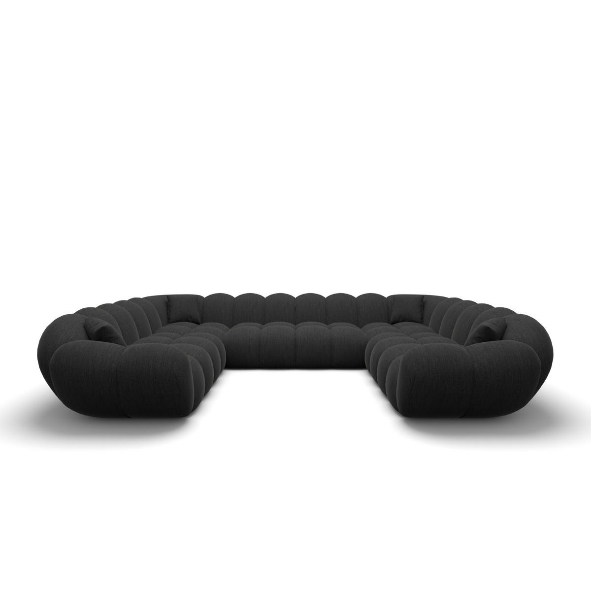 WOHNLANDSCHAFT Liva Schwarz Strukturstoff U-Form XXL Panorama - Schwarz, Textil (316/70/258cm) - VAROYAL