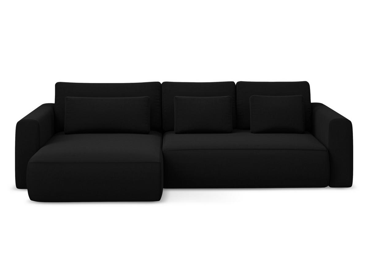 ECKSOFA mit Schlaffunktion Samt Stoff Schwarz - Schwarz, Kunststoff/Textil (149/278cm) - Makamii