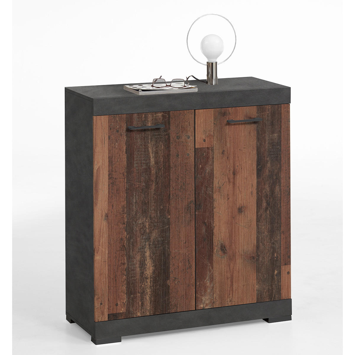 2-TÜRIGES Sideboard mit abnehmbarem Regal L80cm - Bristol - Wildeiche, Holzwerkstoff (34.9/89.9/80cm) - Calicosy