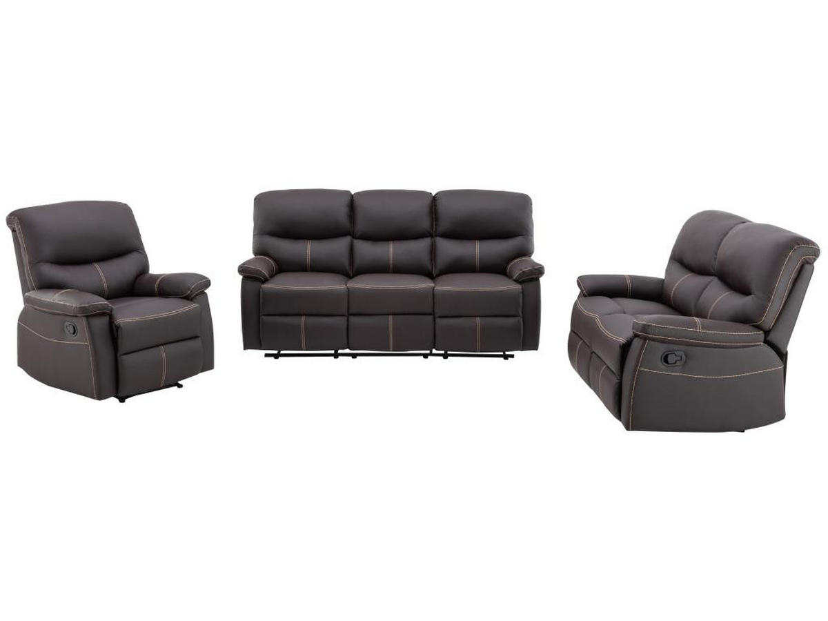 COUCHGARNITUR Relax 3+2+1 - Kunstleder - Braun - CANBY - Braun, Leder (90/95/183cm) - Vente-Unique