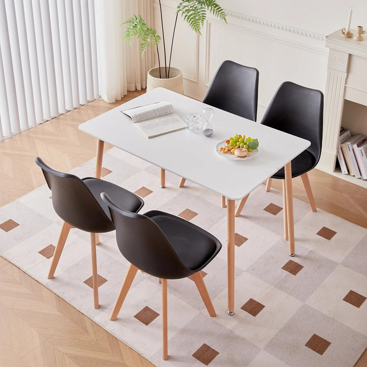 ESSZIMMERSTUHL Skandi PU Gepolstert Buchenholzbeine Schwarz 4-teilig - Schwarz, Textil (49/83/42cm) - Kaket
