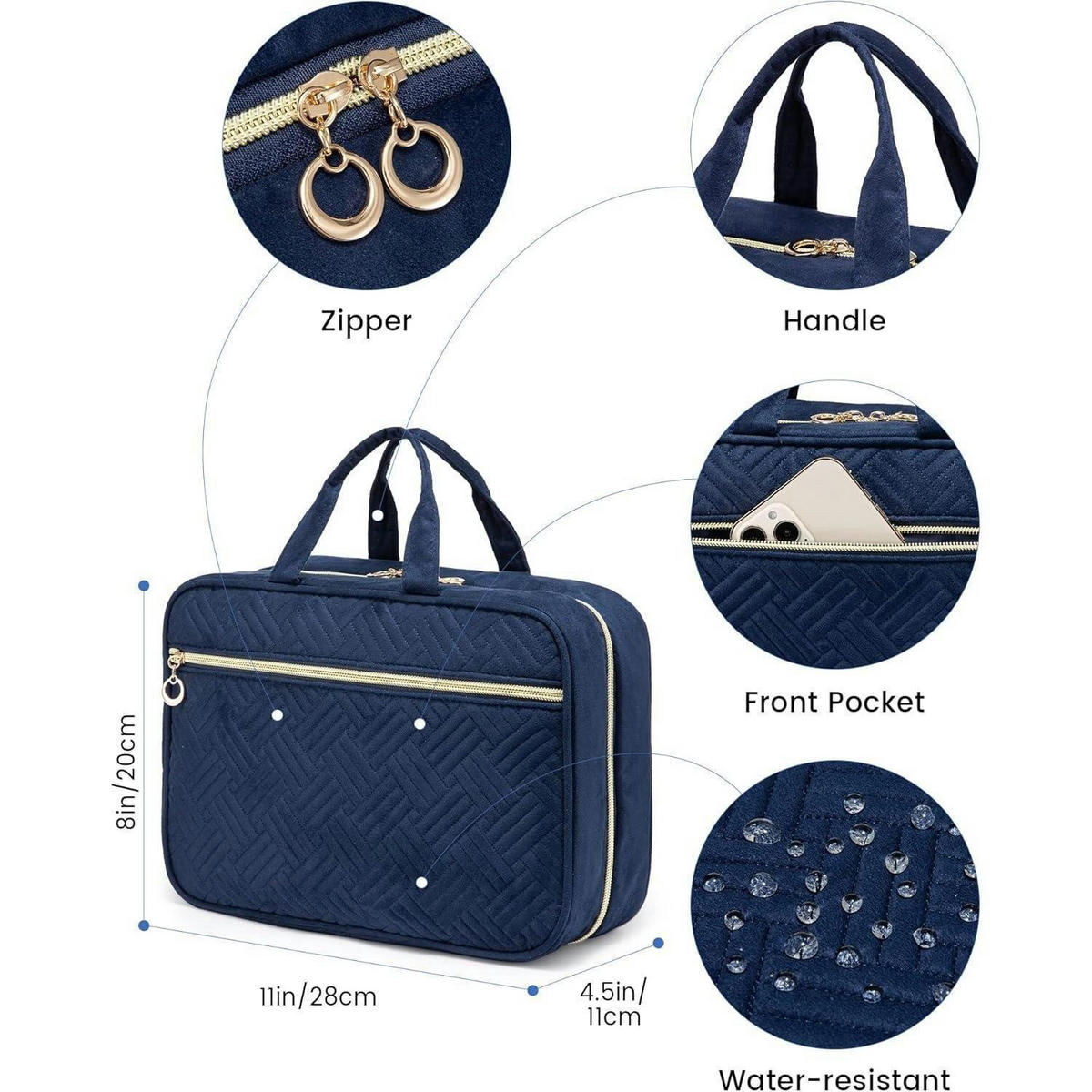 KULTURTASCHE Damen Dunkelblau mit Haken - Dunkelblau, Textil (20/11/28cm)