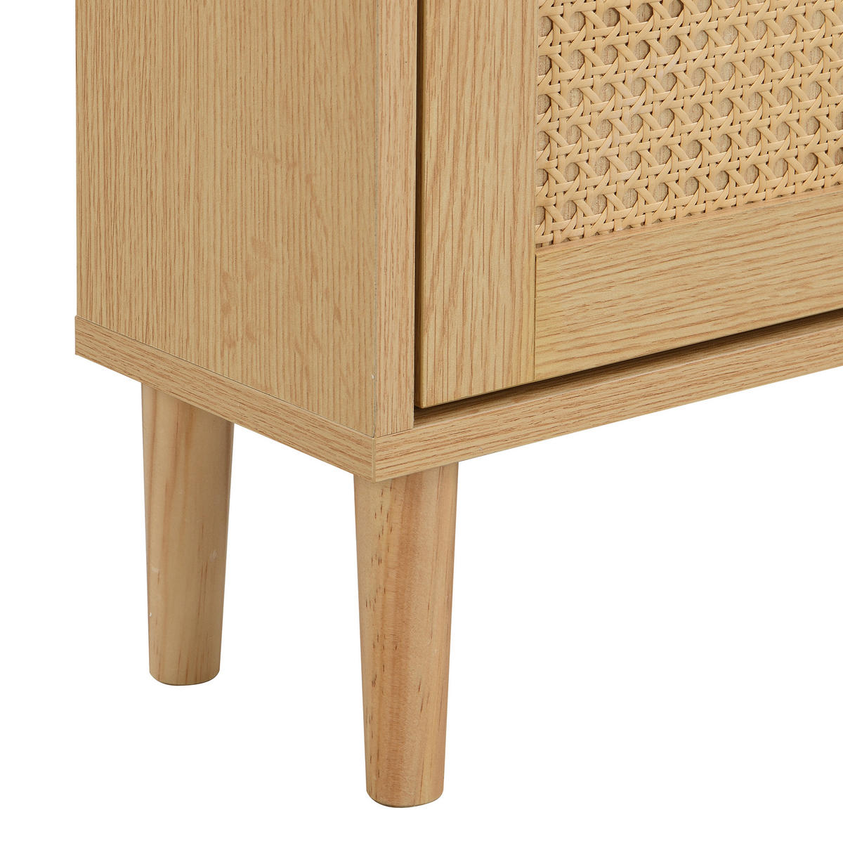 SCHUHSCHRANK Rattan schmal 3 Türen 90x17x125cm - Naturfarben, Holzwerkstoff (17/125/90cm) - FLIEKS