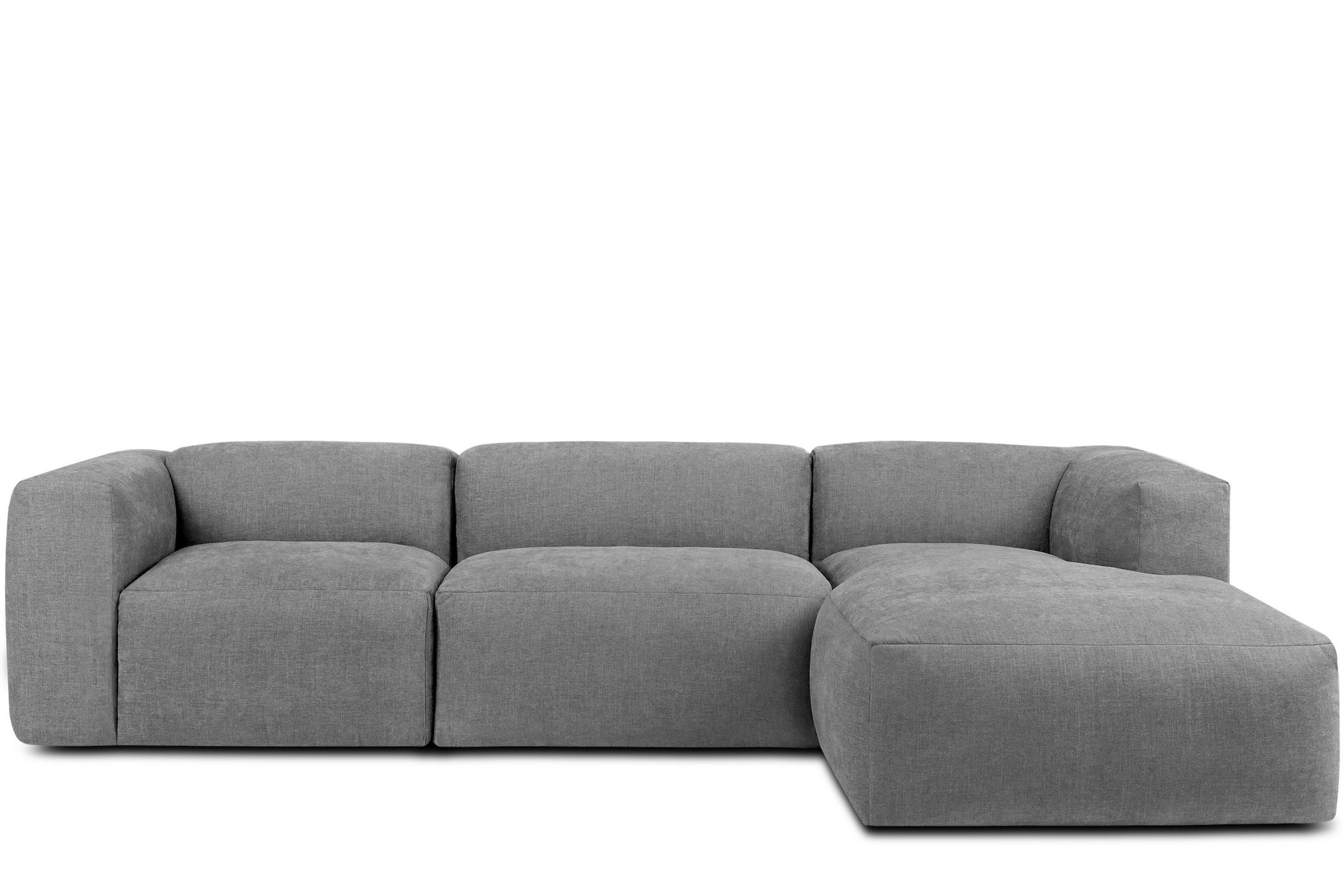 ECKMODULSOFA-RECHTS BUFFO mit extrem weicher und bequemer Sitzfläche, Gewebestoff, hell aschfahl - Hellgrau, Textil (297/180cm) - KONSIMO®