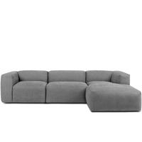 ECKMODULSOFA-RECHTS BUFFO mit extrem weicher und bequemer Sitzfläche, Gewebestoff, hell aschfahl - Hellgrau, Textil (297/180cm) - KONSIMO®