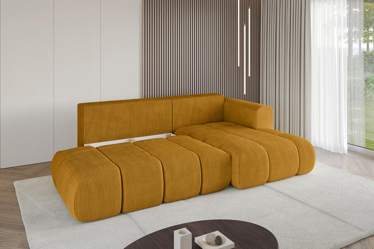 ECKSOFA Ottomane Rechts CLOUD-L 289x180x40 Senfgelb Cord - Currygelb, Holzwerkstoff/Kunststoff (289/180cm) - ALTDECOR
