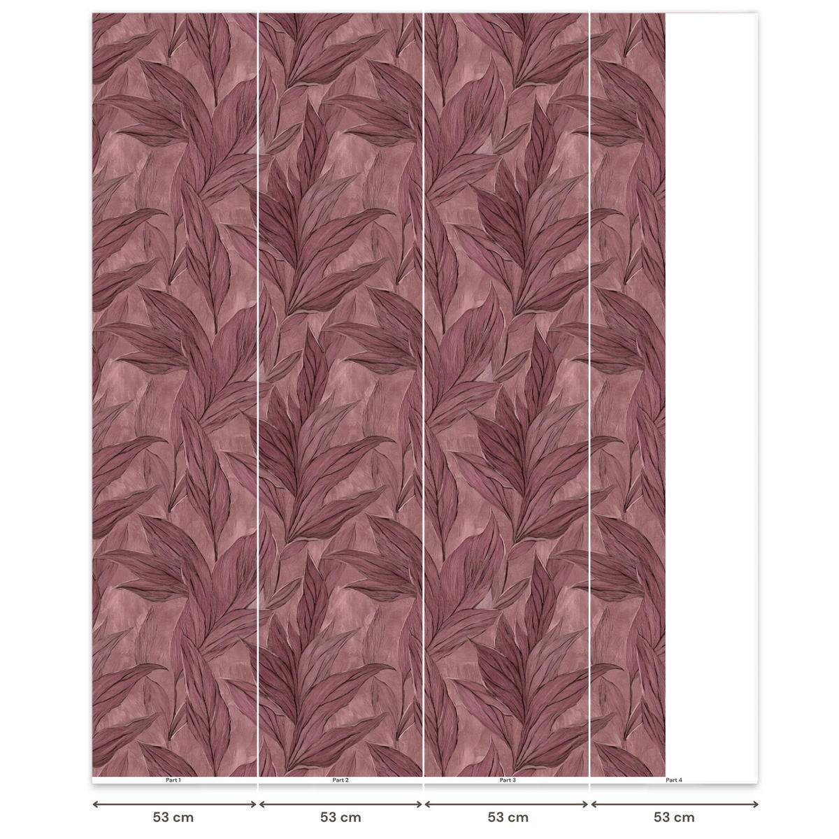 TAPETE - Blätter - Muster - Lila - 200x260 cm - Altrosa, Papier (200/260cm) - OnlyWow