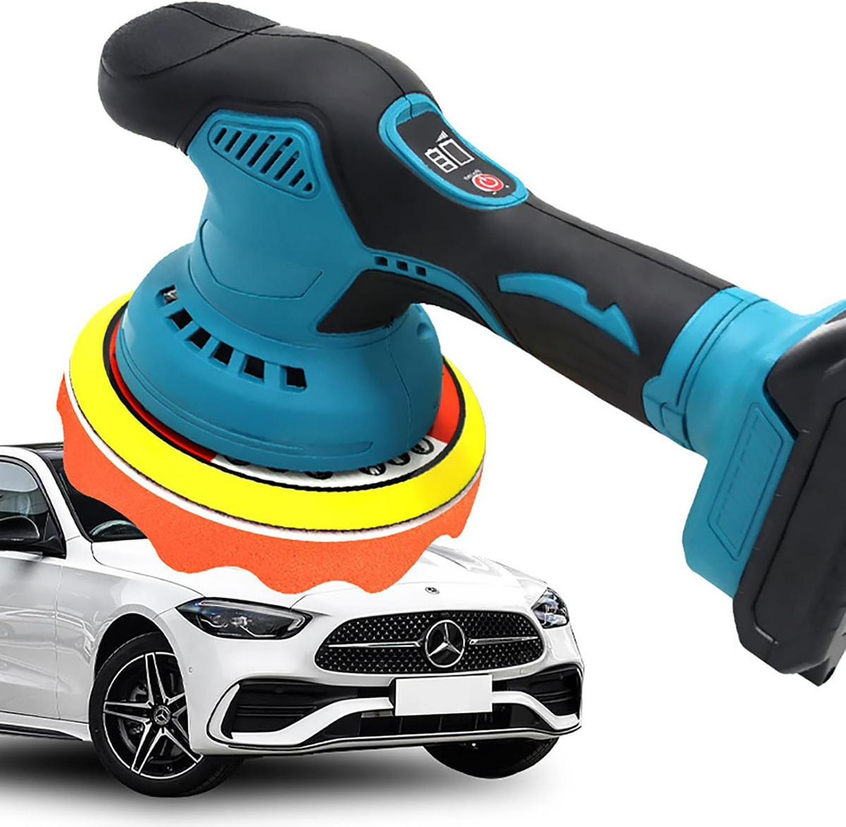 POLIERMASCHINE - 21V - Einstellbare Drehzahl, mit externer Exzenterpolierfunktion, inklusive 1 Batterie. - Blau, Kunststoff (30/20/18cm) - DCA