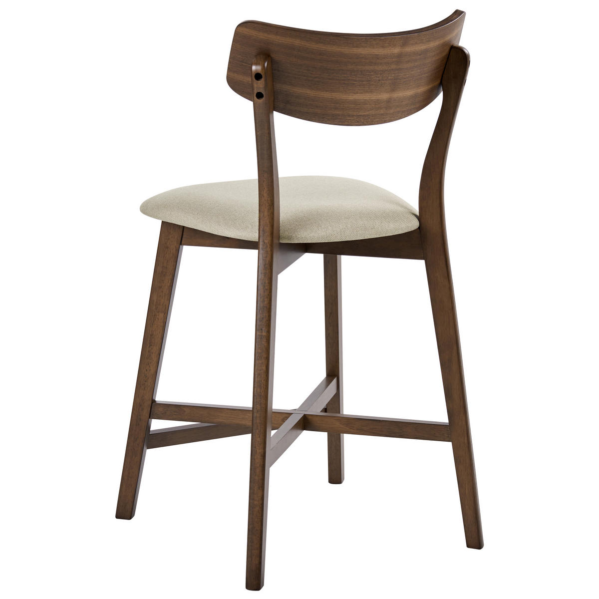 BARSTUHL 2er-Set Holz Braun/Beige Holly - Braun, Holz (49/93/54cm) - Beliani