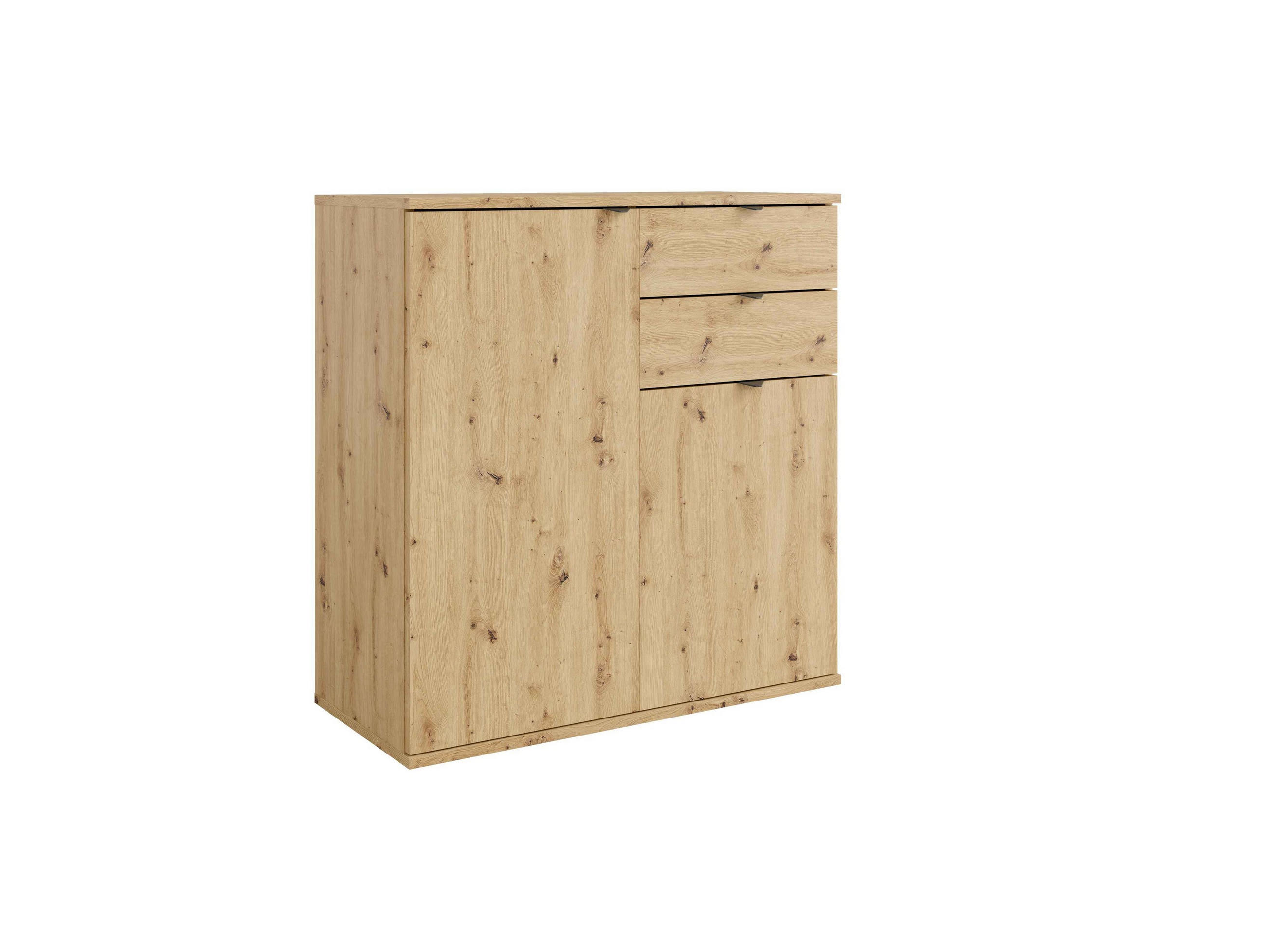KOMMODE METRIX 120/82,5/35cm mit 2 Schubladen 3 Türen Eiche Artisan - Eiche Artisan, Holzwerkstoff (120/82.5/35cm) - MASSENO