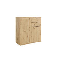 KOMMODE METRIX 120/82,5/35cm mit 2 Schubladen 3 Türen Eiche Artisan - Eiche Artisan, Holzwerkstoff (120/82.5/35cm) - MASSENO