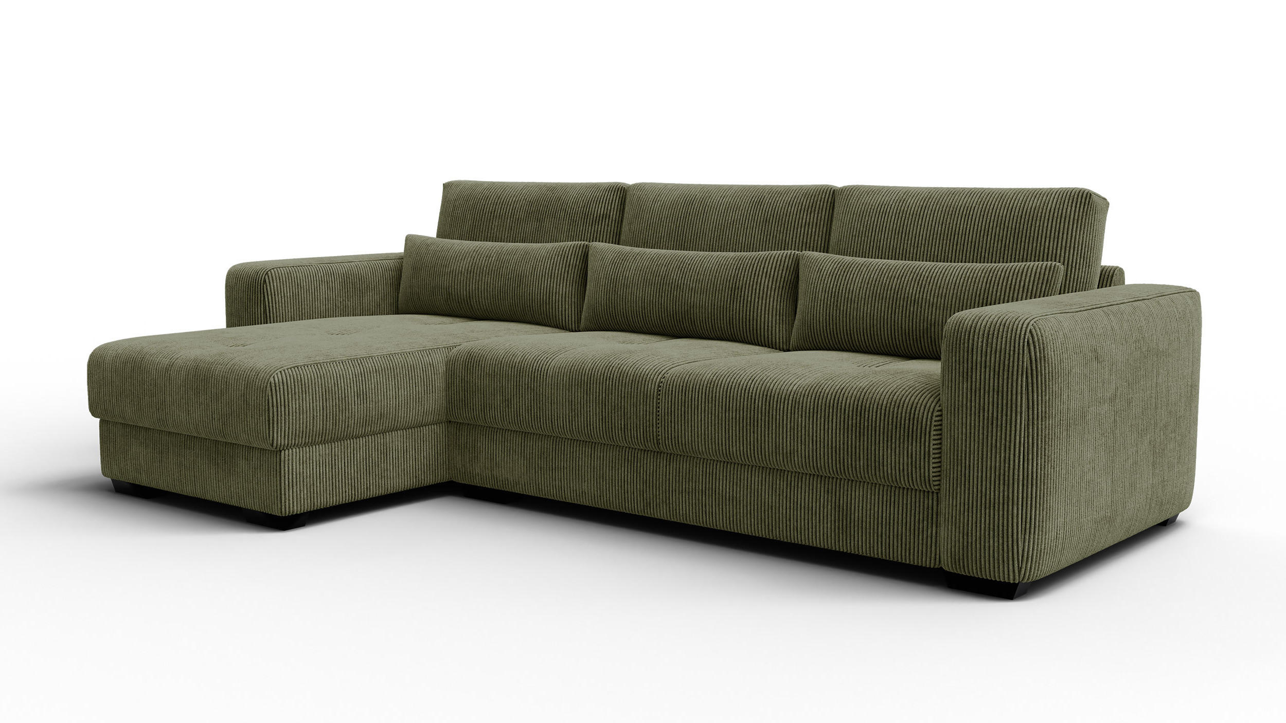 ECKSOFA OLI 4-Sitzer links, olivgrün - Olivgrün, Holz/Textil (295/172cm) - Courtois Laville