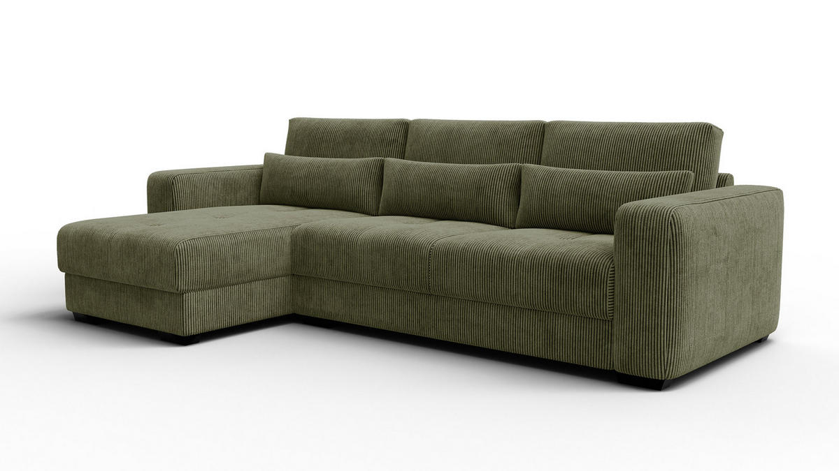 ECKSOFA OLI 4-Sitzer links, olivgrün - Olivgrün, Holz/Textil (295/172cm) - Courtois Laville