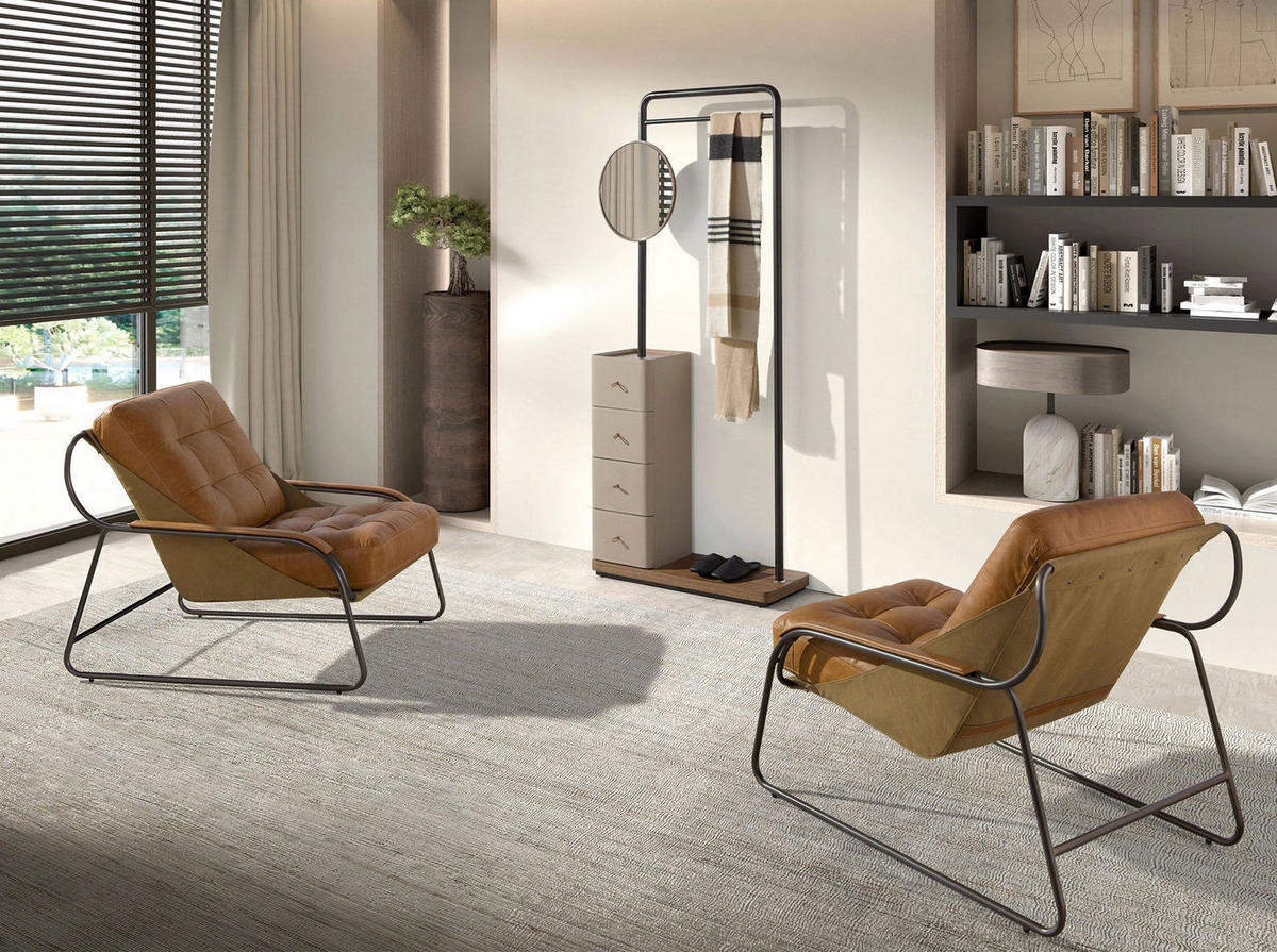 SESSEL Brauner Ledersessel 72/98/83 cm - Edelstahlfarben/Braun, Leder/Metall (72/83/98cm) - ANGEL CERDA