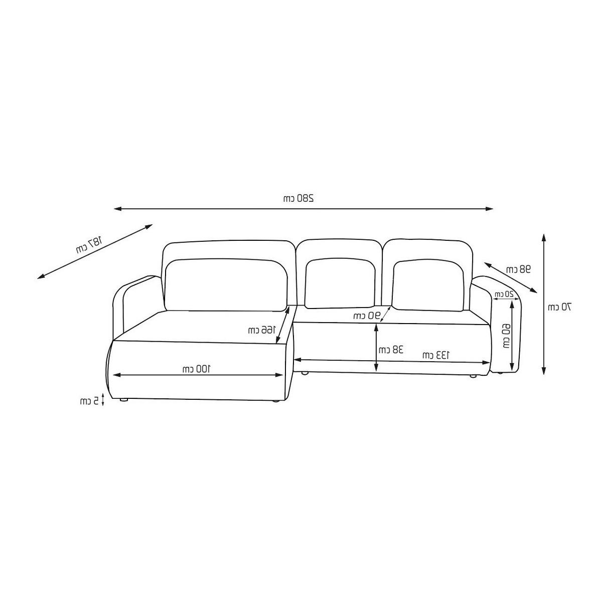 ECKSOFA NEST Universal mit Liegeflache 157x240 cm - Grau, Textil (280/187cm) - Muffo