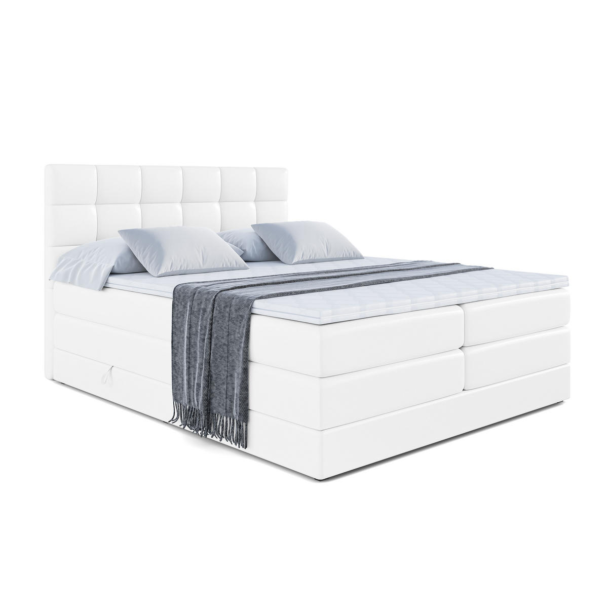 BOXSPRINGBETT BRUGO KING - 140 x 200 - H3/H4 - Weiß Hochglanz - Weiß Hochglanz, Holzwerkstoff (140/200cm) - ALTDECOR