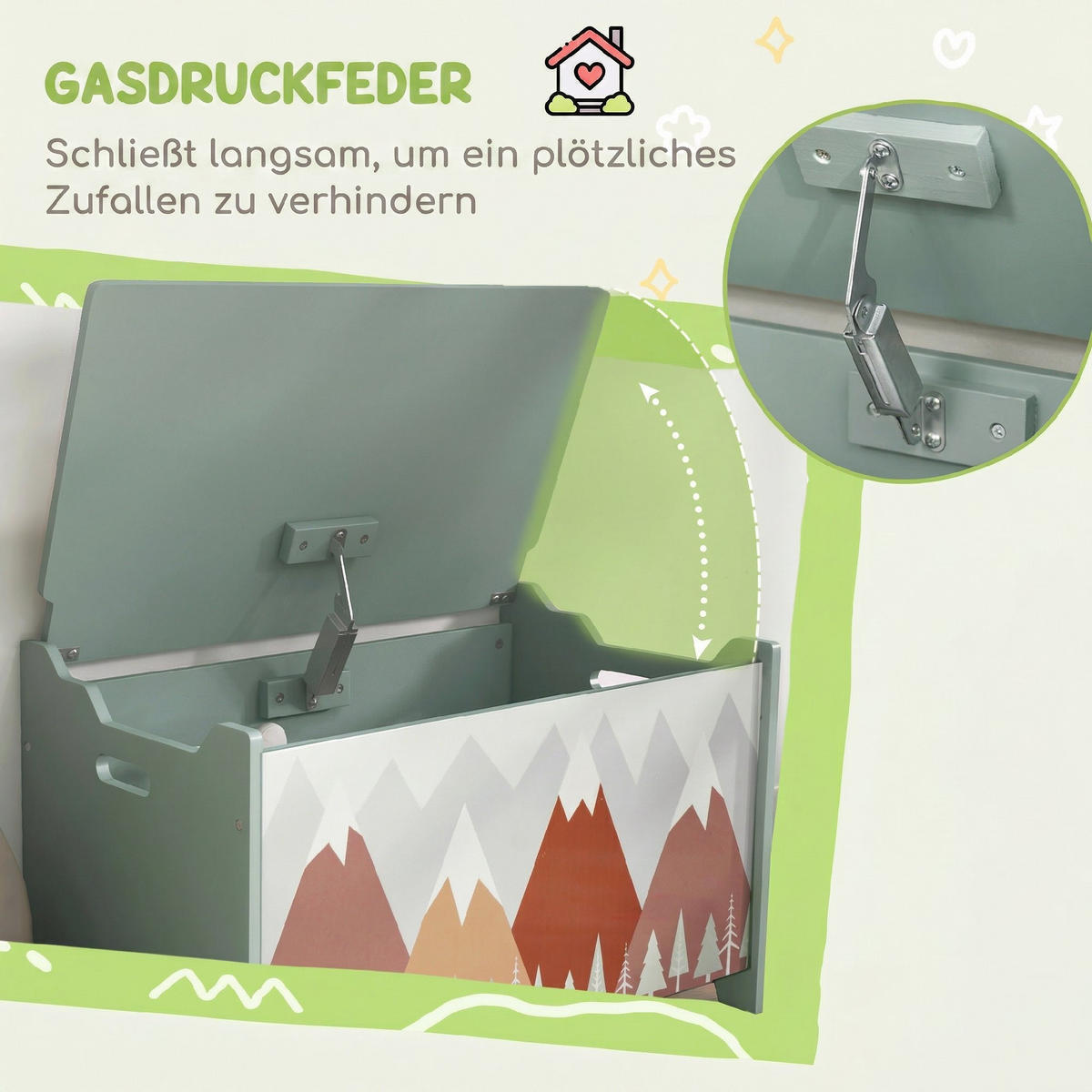 AUFBEWAHRUNGSKISTE DE-09543 Grün - Grün, Holzwerkstoff (37/60cm) - ComfortXL