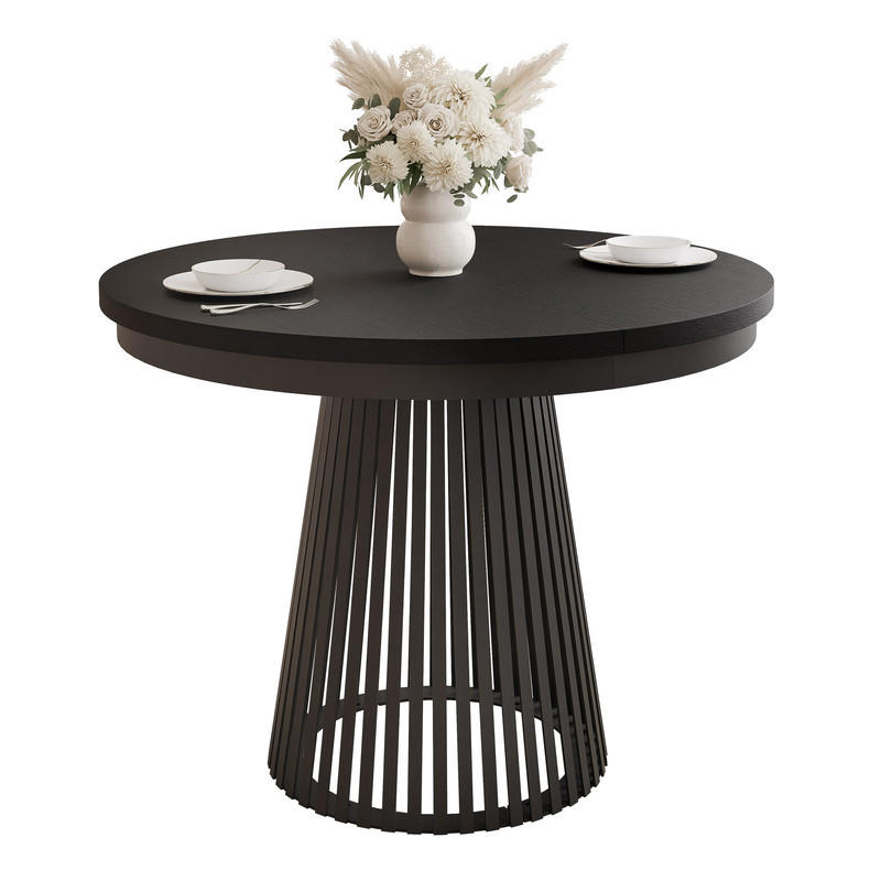 AUSZIEHTISCH AUREA 100-180/75 cm, Schwarz - Schwarz, Holzwerkstoff/Metall (100/100/75cm) - Idohome