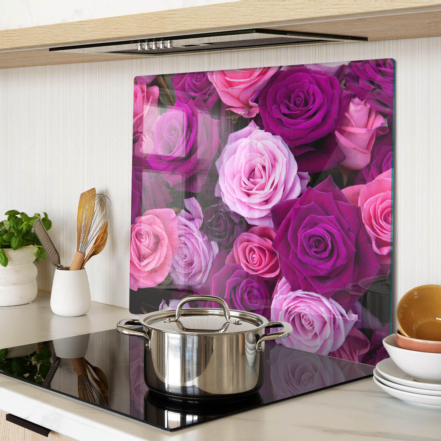 GLASPLATTE 60x52 cm Rosen - Pink, Glas (60/0.4/52cm) - TULUP