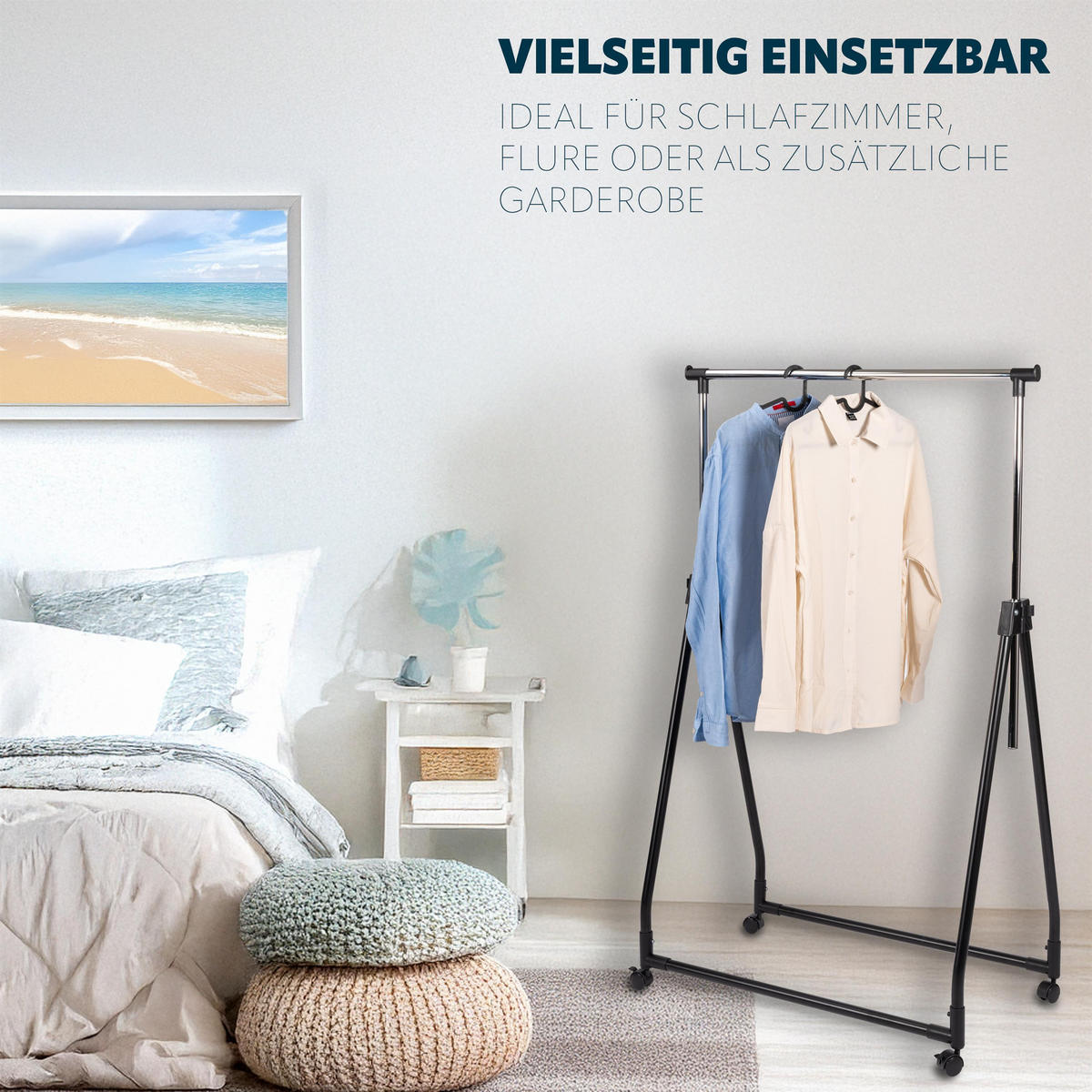KLEIDERSTANGE, schwarz - Schwarz, Metall (91/170/51cm) - bremermann