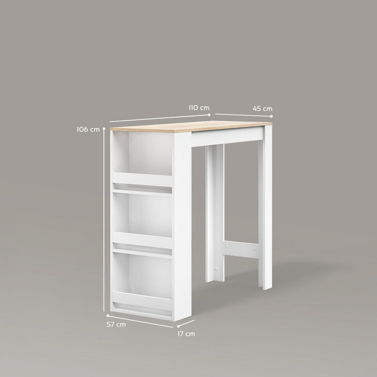 BARTISCH Regusa Weiß/Sonoma 45 x 110 cm - Weiß/Sonoma Eiche, Holzwerkstoff (110/45/106cm) - Livinity®