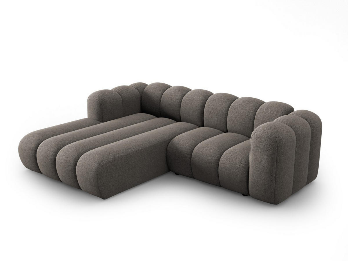 ECKSOFA modular links Lupine aus Chenille-Stoff grau 3 Sitzplätze - Grau, Textil (177/230cm) - Micadoni