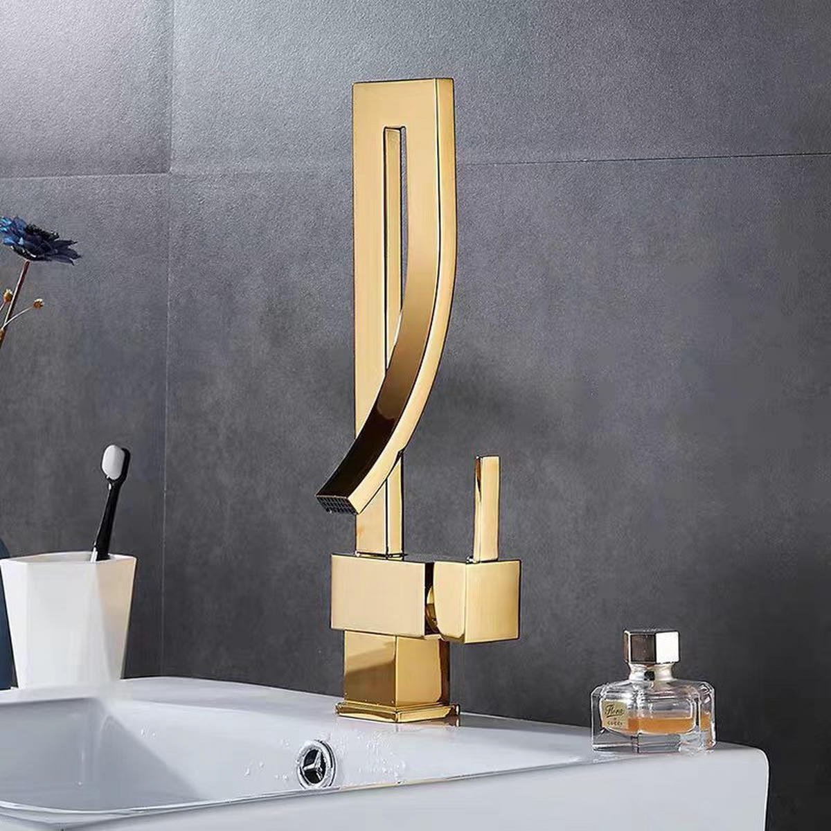 BADEZIMMERARMATUR, 350 mm hoch, gold - Goldfarben, Metall (42/12.5/14.5cm) - Vallsero