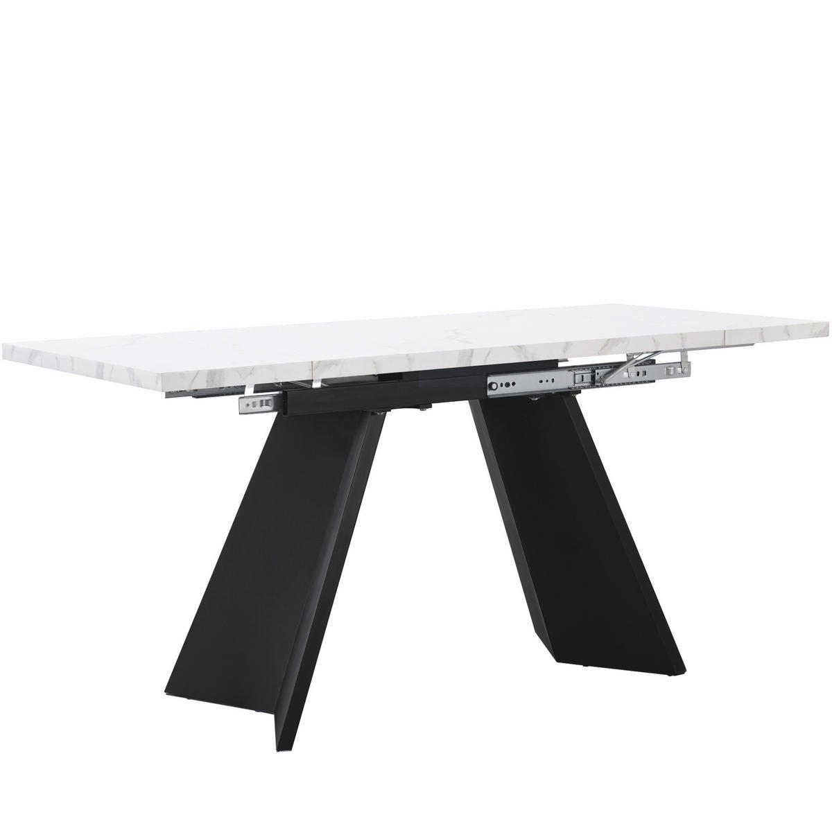 JEDÁLENSKÝ stôl 99-159/74/77 cm MDF/kov biely/čierny, rozkladací - biela, kompozitné drevo (159/74/77cm) - BEAOK