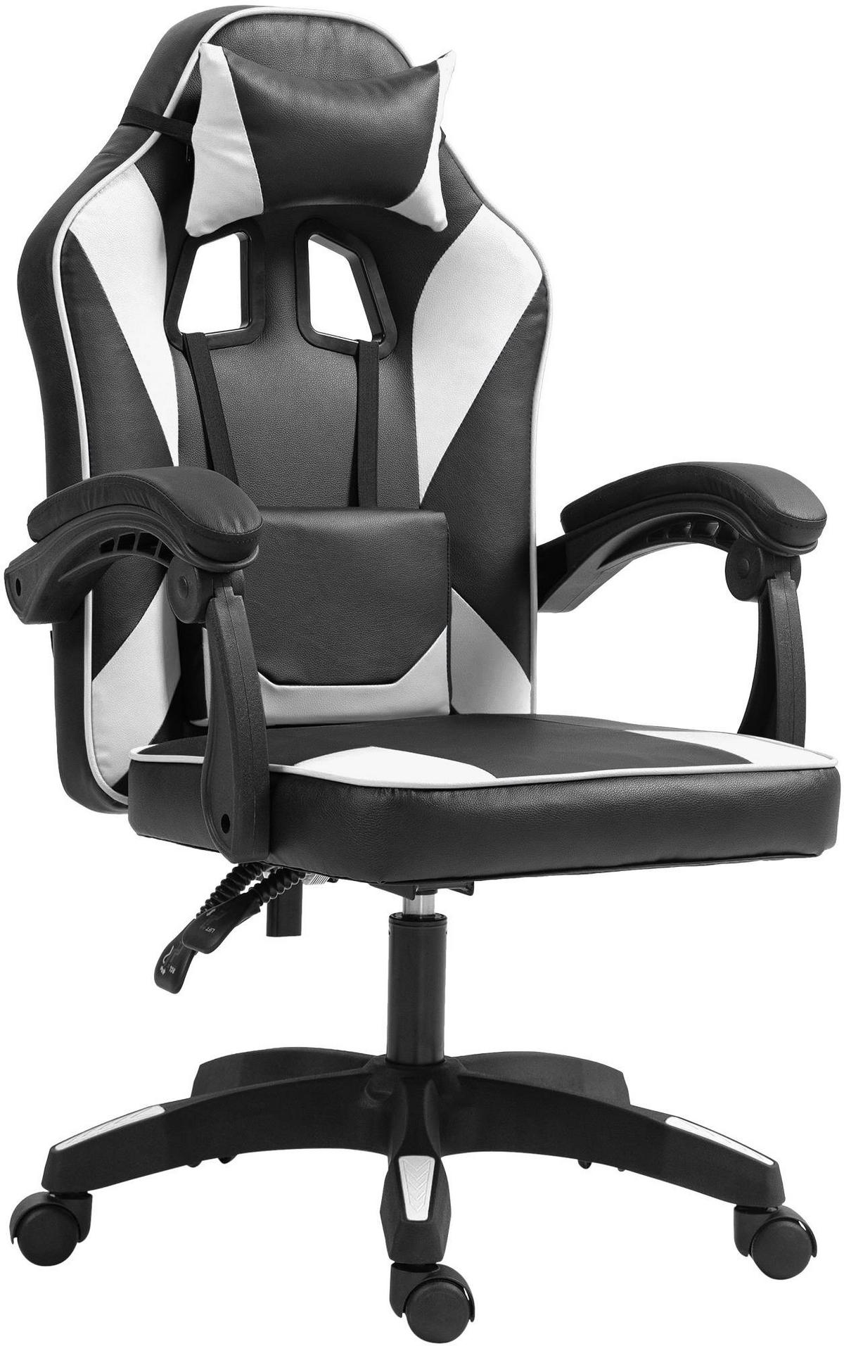 DREHSTUHL Kunststoff Schwarz/Weiß - Schwarz/Weiß, Kunststoff/Textil (60/111/59cm) - CLP