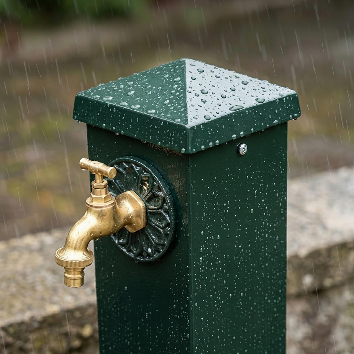 WASSERZAPFSÄULE Grün Antik-Design - Grün, Metall (22.5/22.5/91cm) - Relaxdays
