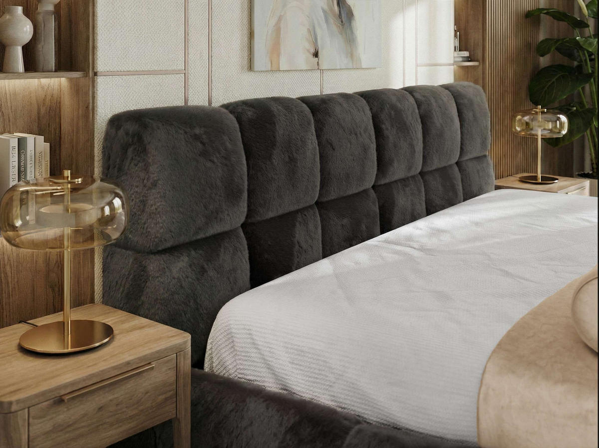 ČALÚNENÁ POSTEĽ NIRA CLASSIC 160/200 - Tmavosivá Plüsch - Penová matrac - tmavosivá, textil (160/200cm) - MKS