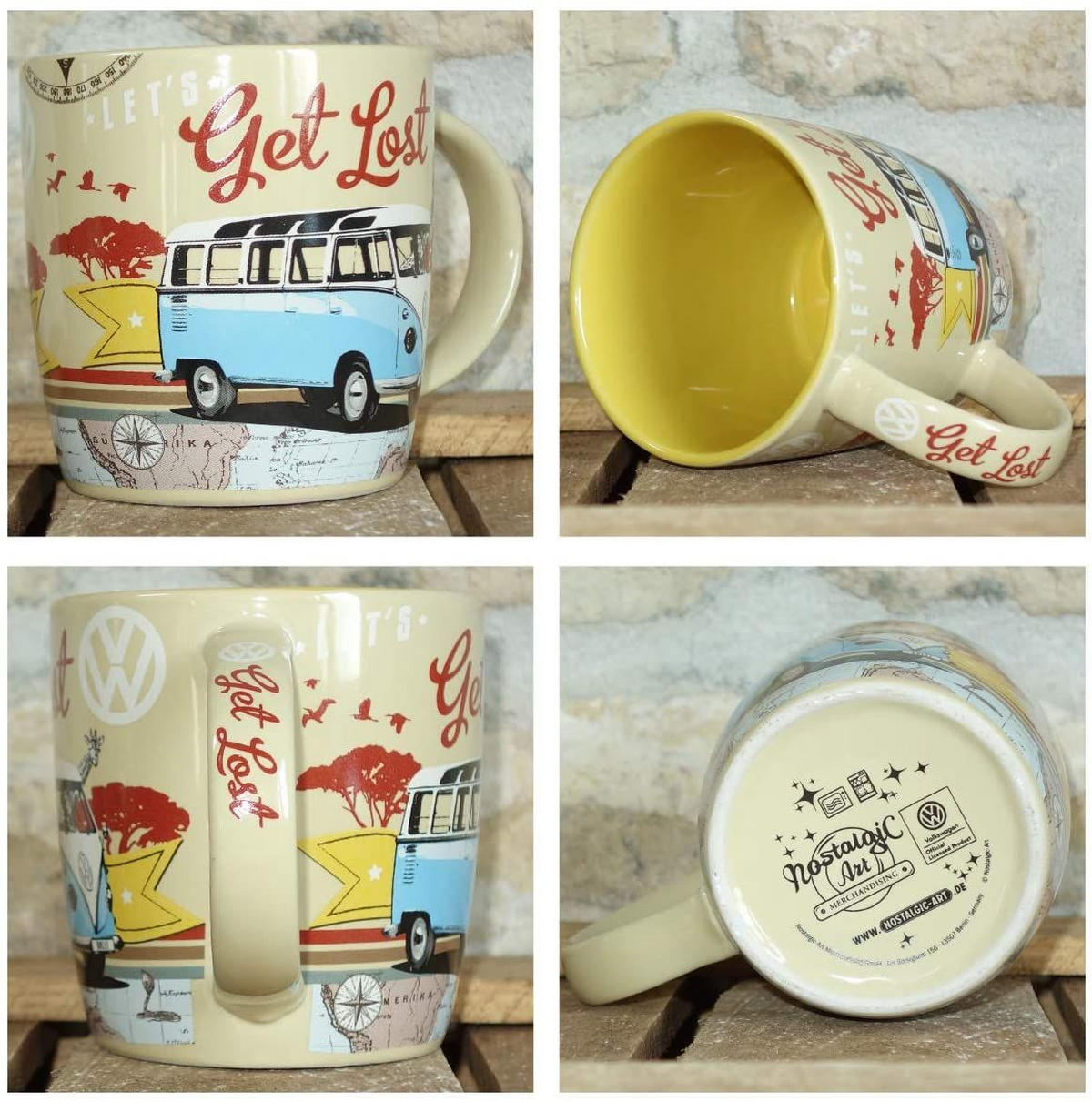 KAFFEETASSE 330 ml Volkswagen VW Bulli Let's Get Lost - Multicolor, Keramik (0.33L) - Nostalgic-Art