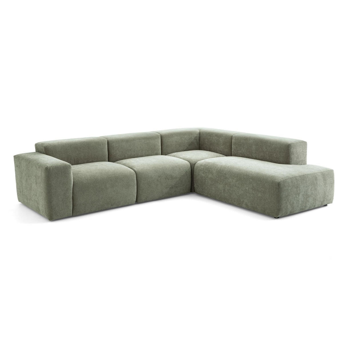 4-SITZER modulares Ecksofa HEAVEN SET 2 Rechts, Breite 300 cm Webstoff Grün - Schwarz/Grün, Holz/Kunststoff (245/300cm) - Muffo