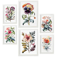 POSTER Set Mit 6 Dunkle Blumen Größe A3 & A4 Weißer Rahmen - Weiß, Papier (29.7/1cm) - Nacnic