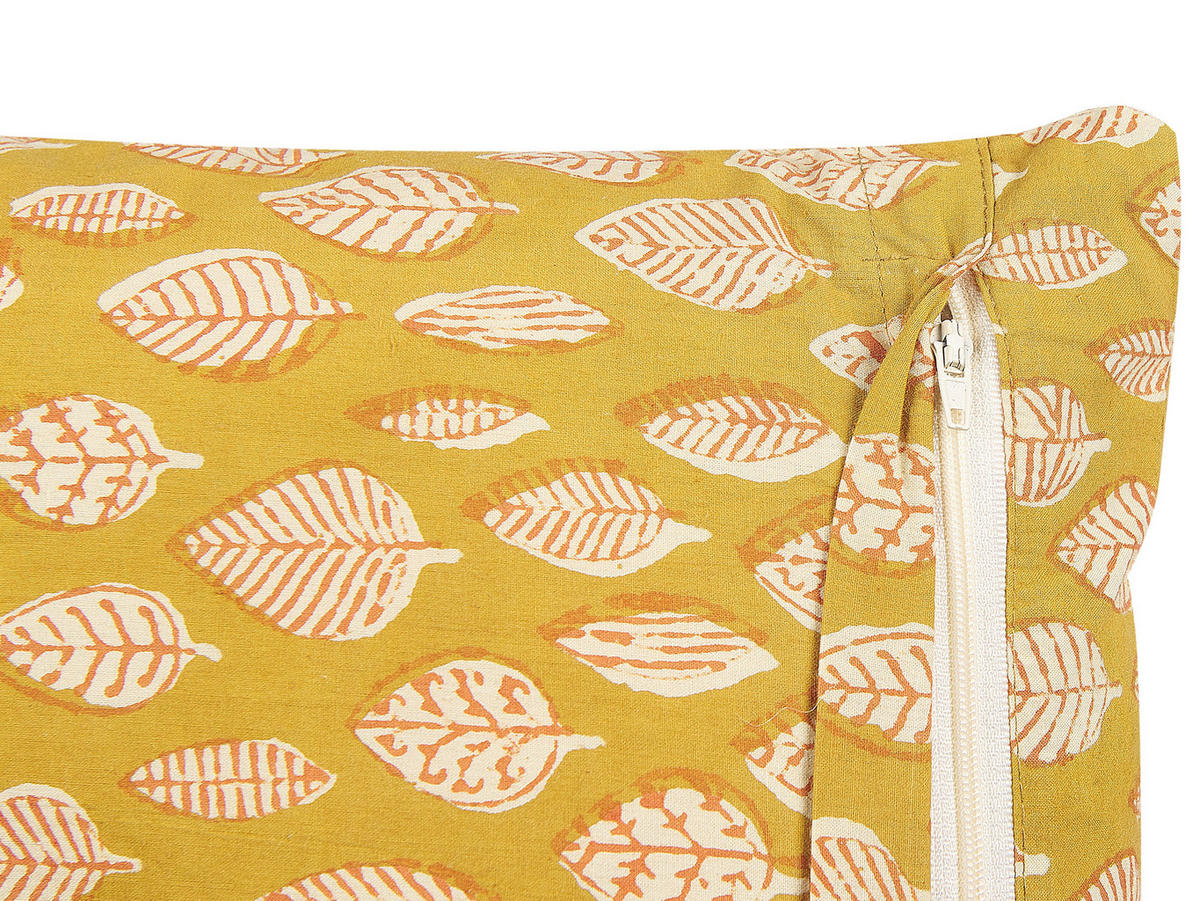 DEKOKISSEN Senfgelb 45/45 cm Ginnala - Dunkelgelb, Naturmaterialien/Textil (45/45cm) - Beliani