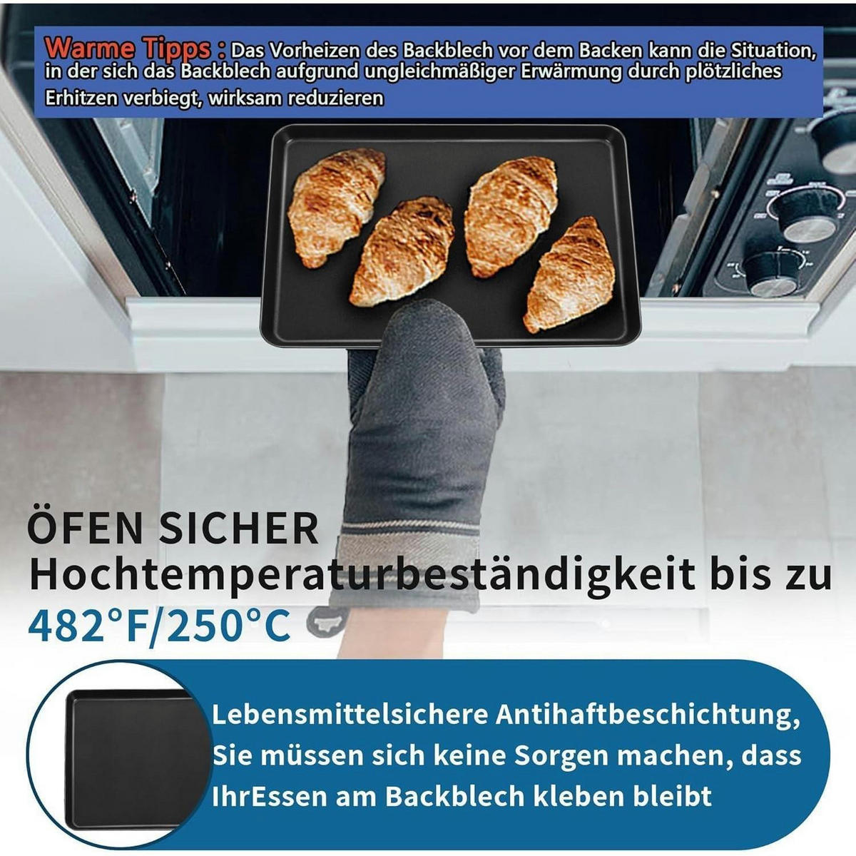 BACKBLECH 2er Set Antihaft Karbonstahl 26,5 cm - Schwarz, Metall (20.5/2.5/26.5cm)