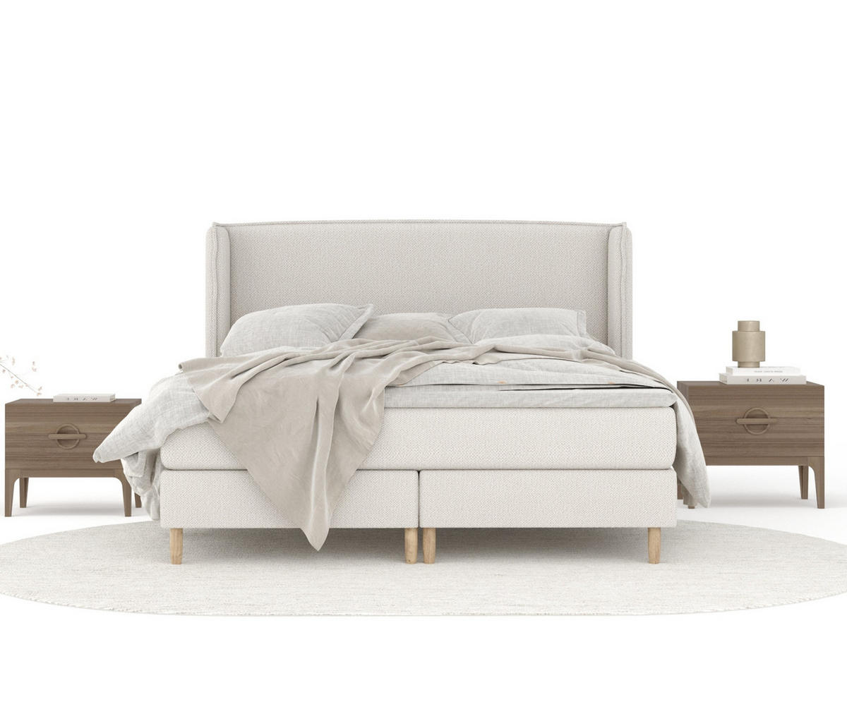 KONTINENTALBETT Ardis Beige 180/200 cm mit Matratze und Topper - Beige/Naturfarben, Holz/Holzwerkstoff (180/200cm) - Maison de Reve