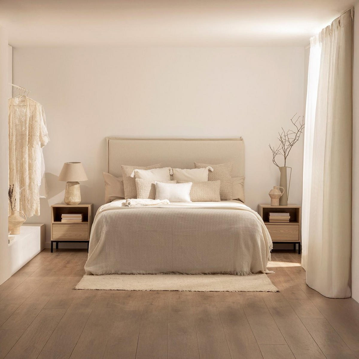 NACHTTISCH MIT 1 SCHUBLADE Remi Natürlich 45 cm x 55 cm 2er-Set - Naturfarben, Holzwerkstoff (45/55/40cm) - Klast Home