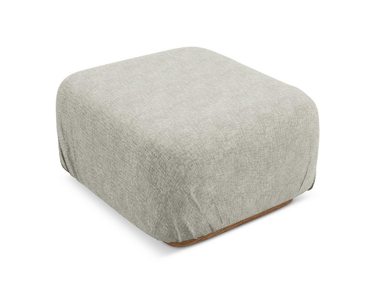 POUF Chenille Stoff Grau - Silberfarben/Braun, Holz/Textil (83/95/41cm) - Makamii