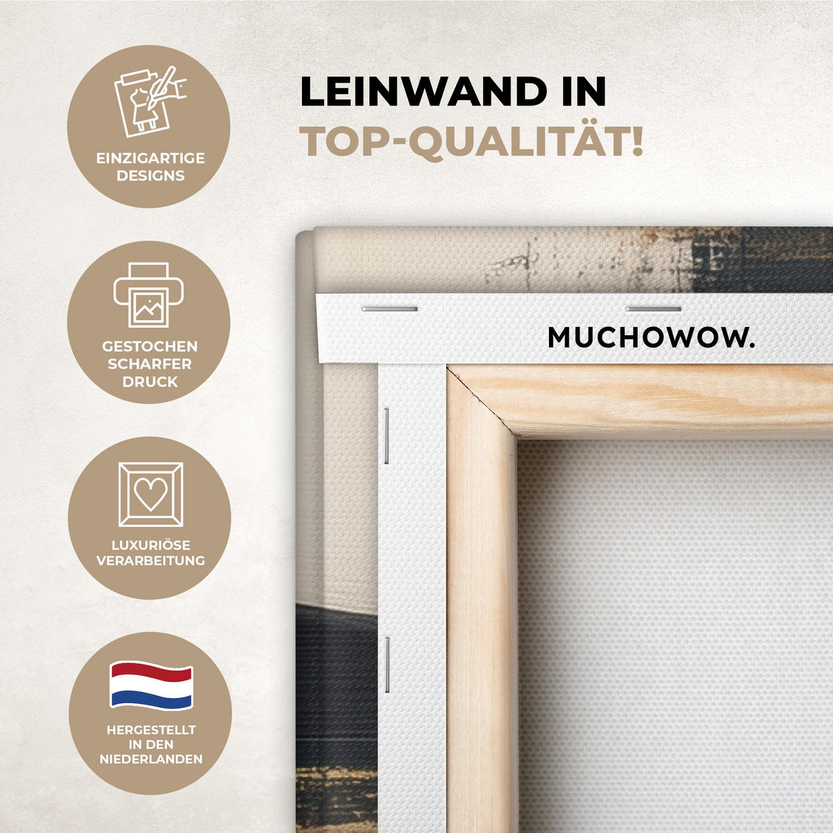 LEINWANDBILD Frau - Hut - Farbe 90x90 cm - Goldfarben, Textil (90/90cm) - MuchoWow