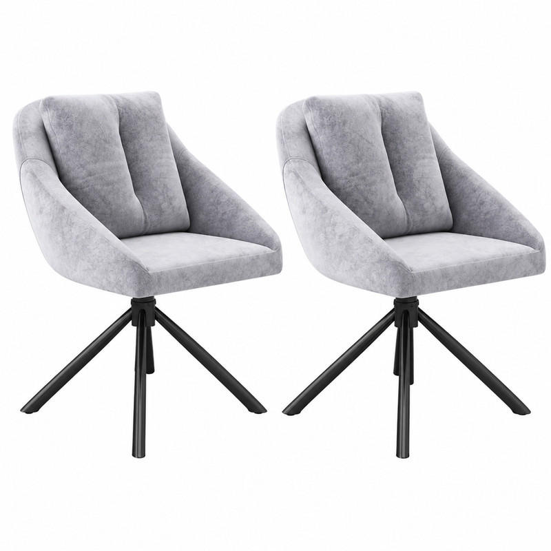 DREHSTUHL ergonomisch Samt Grau 2er-Set - Grau, Metall (54/79/65cm) - Meubliv