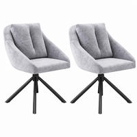 DREHSTUHL ergonomisch Samt Grau 2er-Set - Grau, Metall (54/79/65cm) - Meubliv