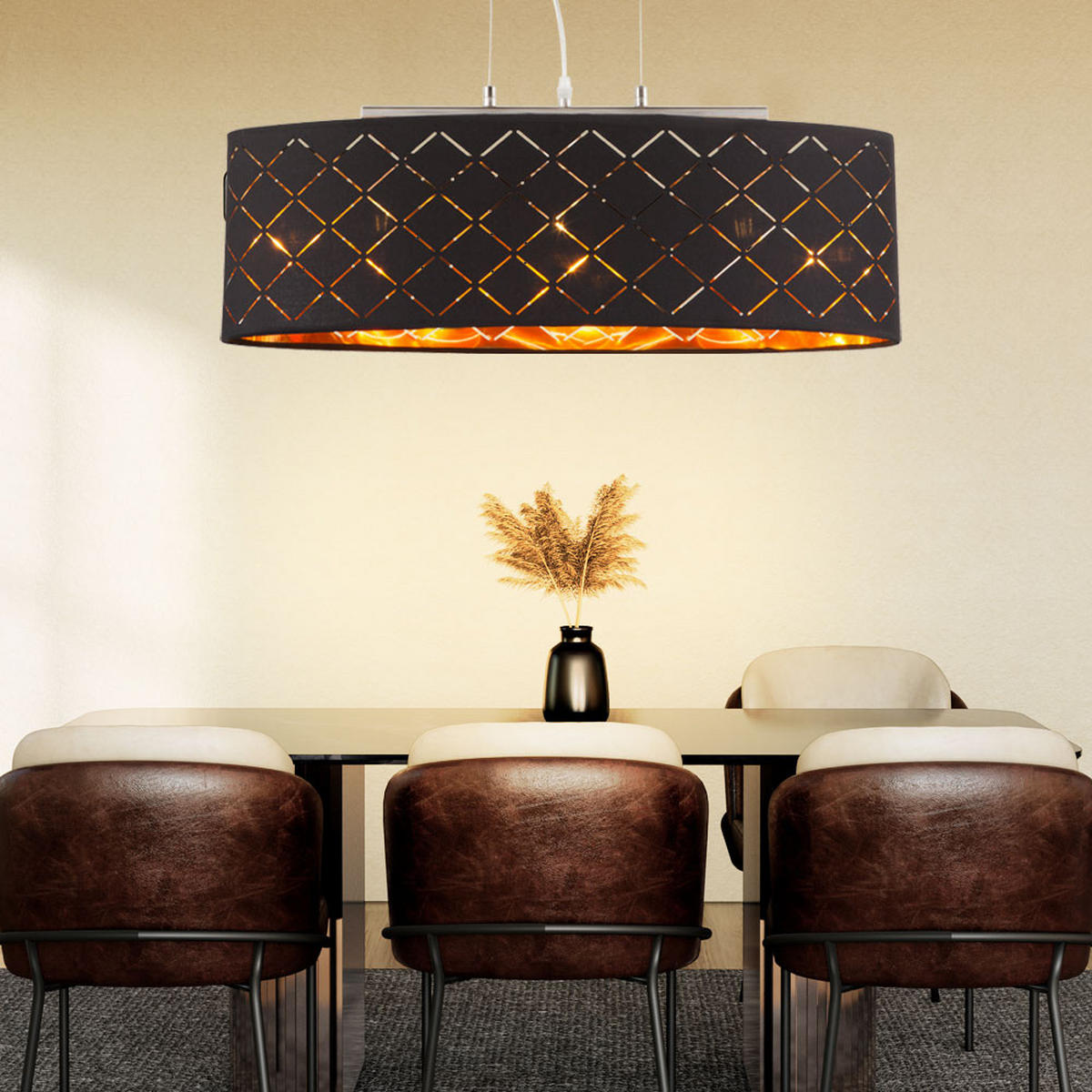 LED HÄNGELEUCHTE Clarke Schwarz Gold - Schwarz, Metall (65/25/140cm) - Globo Lighting