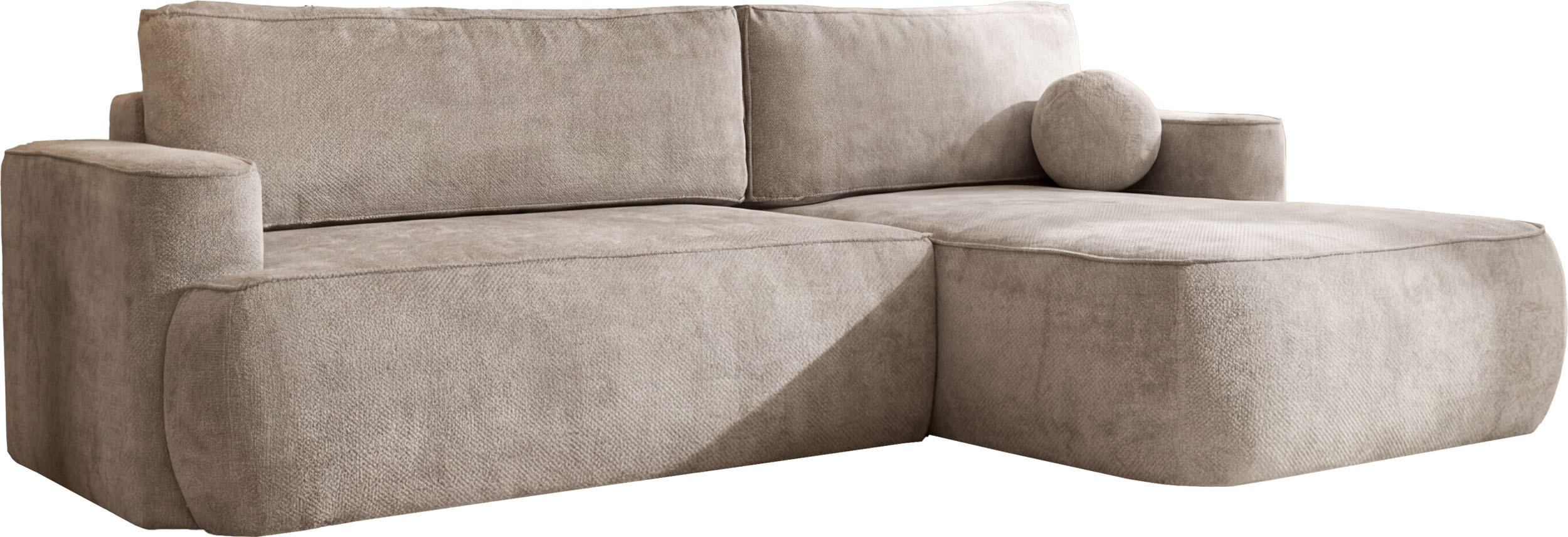 ECKSOFA Marion mit Schlaffunktion & Bettkasten in Chenille Taupe, Beige-Grau, Rechts 267/154/83 cm - Taupe/Beige, Kunststoff/Textil (267/154cm) - WFL GROUP