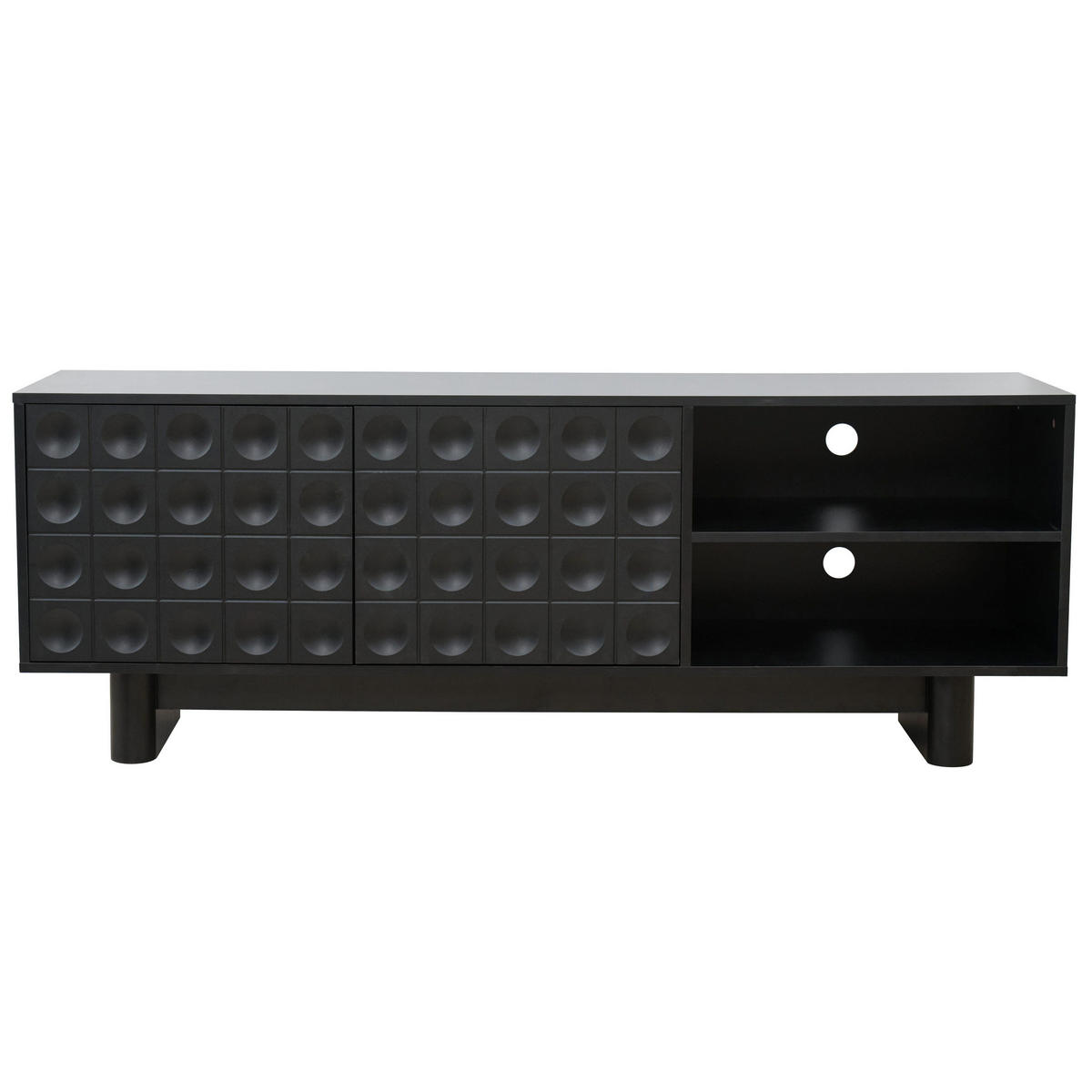 TV-SCHRANK, Schwarz - Schwarz, Holz (40/58/160cm) - Oviala