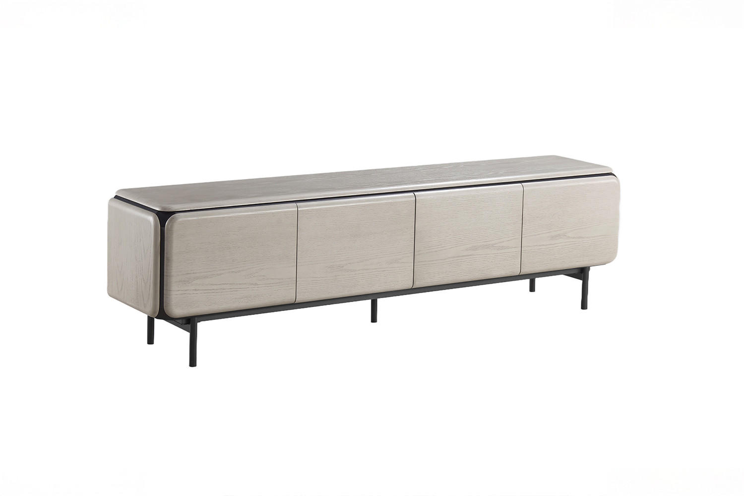 LOWBOARD AVRIL Grau Eiche - Schwarz/Grau, Holzwerkstoff/Metall (200/56/40cm) - KAWOLA