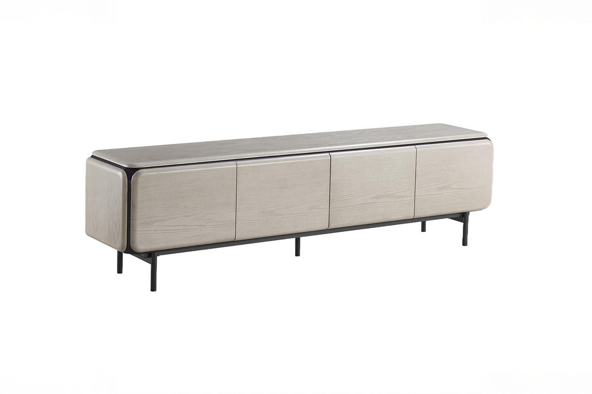 LOWBOARD AVRIL Grau Eiche - Schwarz/Grau, Holzwerkstoff/Metall (200/56/40cm) - KAWOLA