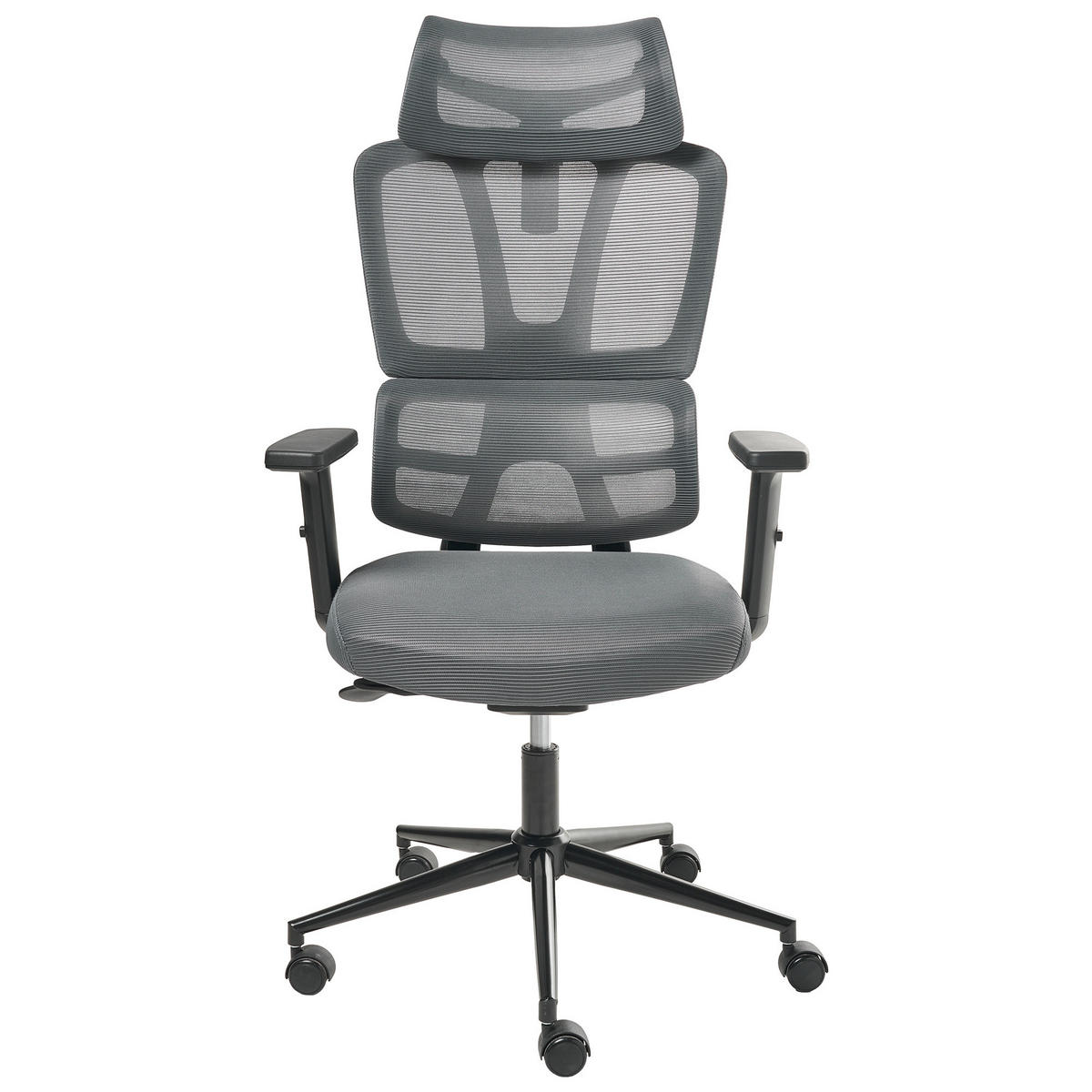 CHEFSESSEL Dunkelgrau Omega - Dunkelgrau, Textil (65/129/65cm) - Beliani